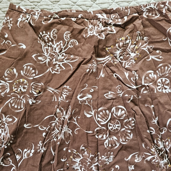 George Skirt Size 12 Aline Brown White Floral Sweet Skirt EUC - Picture 2 of 7